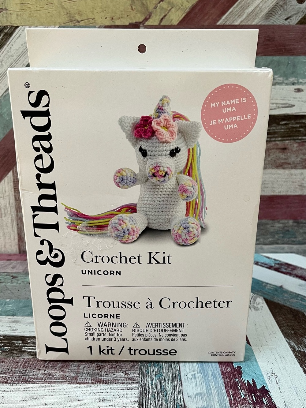 Loops & Threads Intermediate Unicorn Crochet Kit NIB Hobby Cute White/Multi